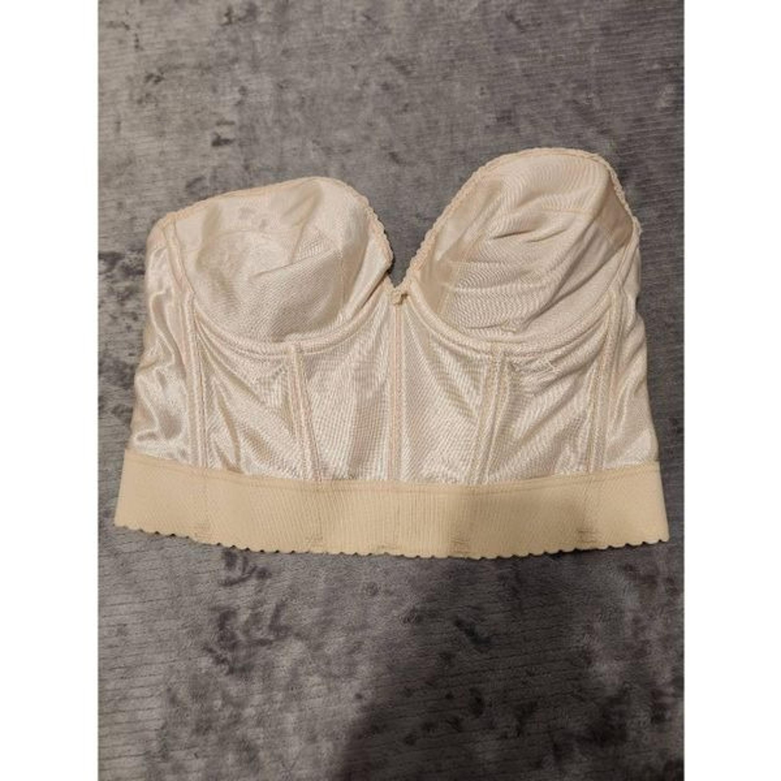 Vintage 1970s Carnival Strapless Underbust Bra Size 38C Beige