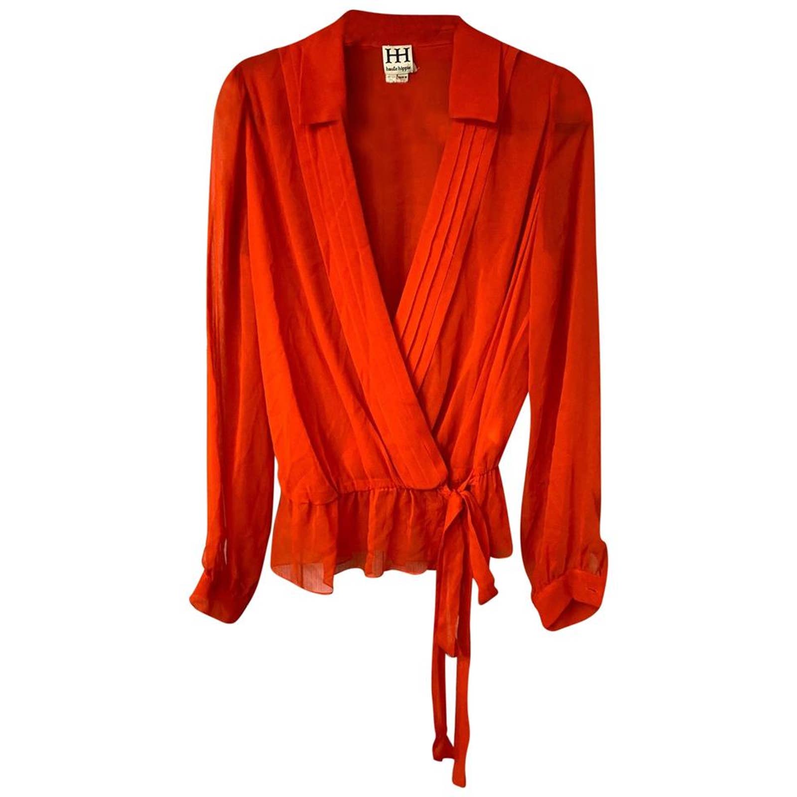 NWT HAUTE HIPPIE POPPY SILK WRAP TOP BLOUSE M