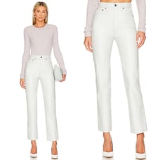 NWT Agolde 90s Pinch Waist Recycled Leather Pants in Light Grey sz 26