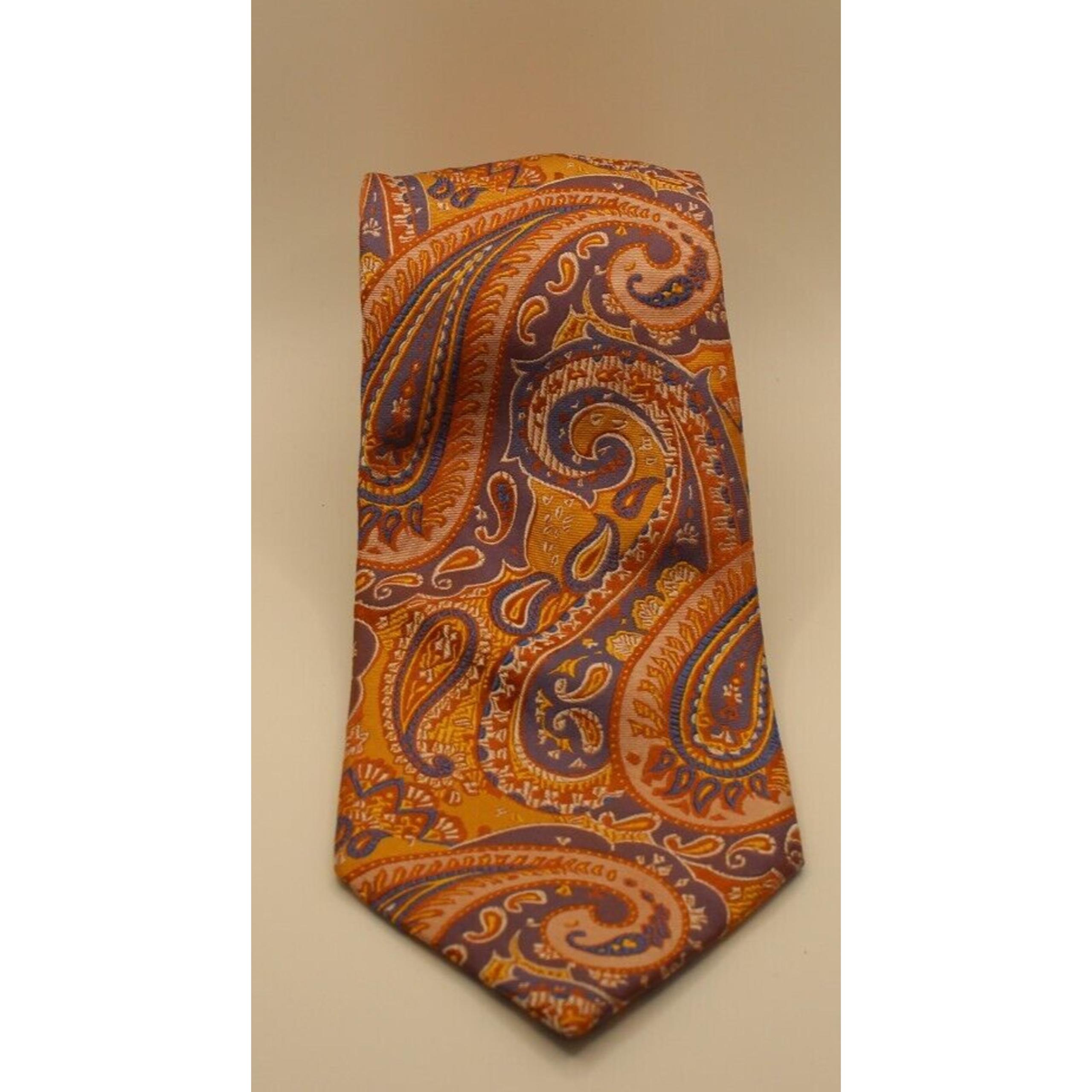 Triple Crown Custom Clothier Mens Tie Silk Orange Abstract Design