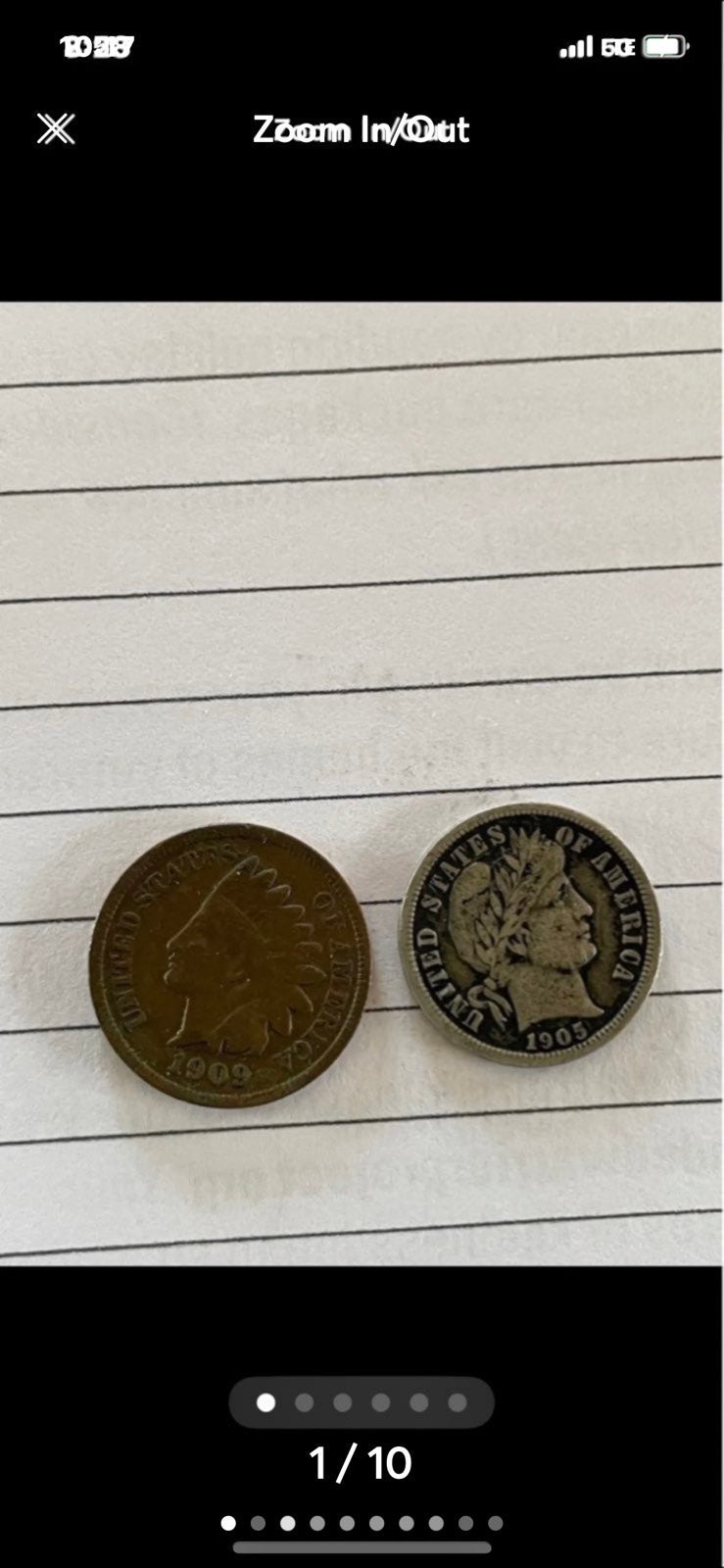COINS / Vintage Coins / 1 1909 Indian Head Penny & 1 1905 Barber Dime