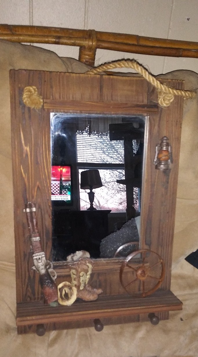 Western mirror wall hanging hat coat rack 16 x 10