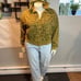 Joy Lab Relaxed Fit Sweatshirt Hoodie Zip Green Army Cheetah Print Size L
