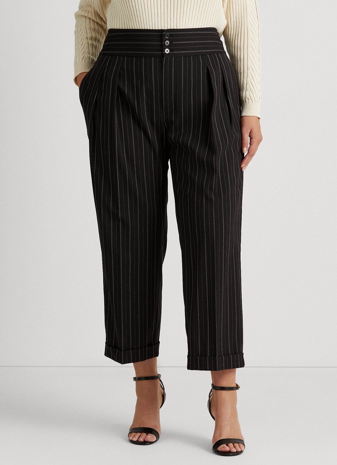 Polo Ralph Lauren Pinstripe Wool Crepe Wide Leg Pant