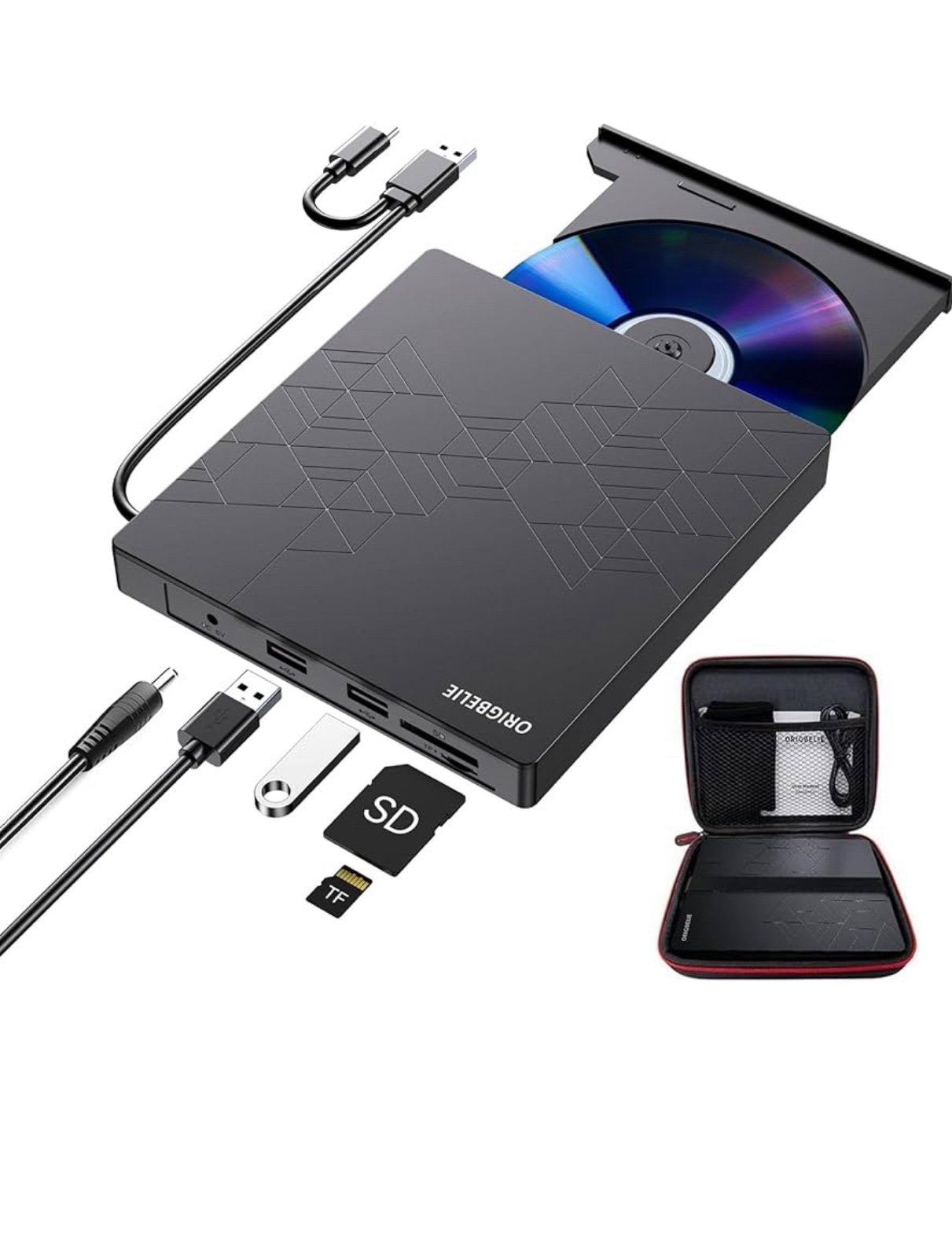 Brand New, ORIGBELIE External CD/DVD Reader and Burner