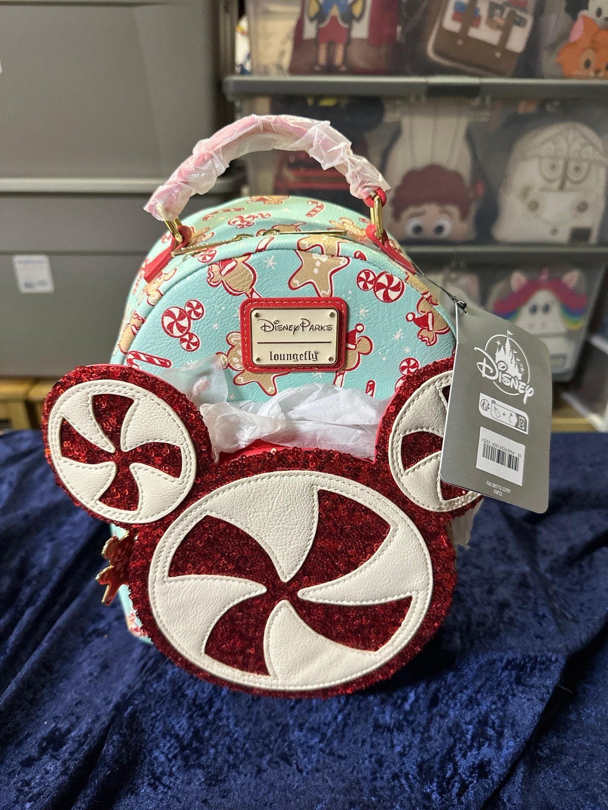 Disney Parks Loungefly NWT Mini Backpack Mickey Mouse peppermint holiday