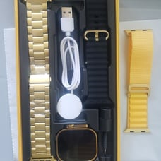 24k Gold Smart Watch for Android Iphone 49mm 3 Straps Unisex Waterproof