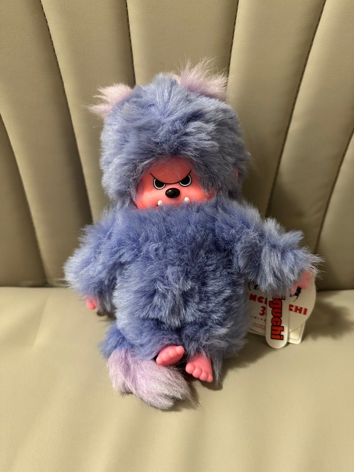 RARE 1997 Monchhichi Blue Plush Monster Doll Sekiguchi 8" (20cm) Kicky & Wucky
