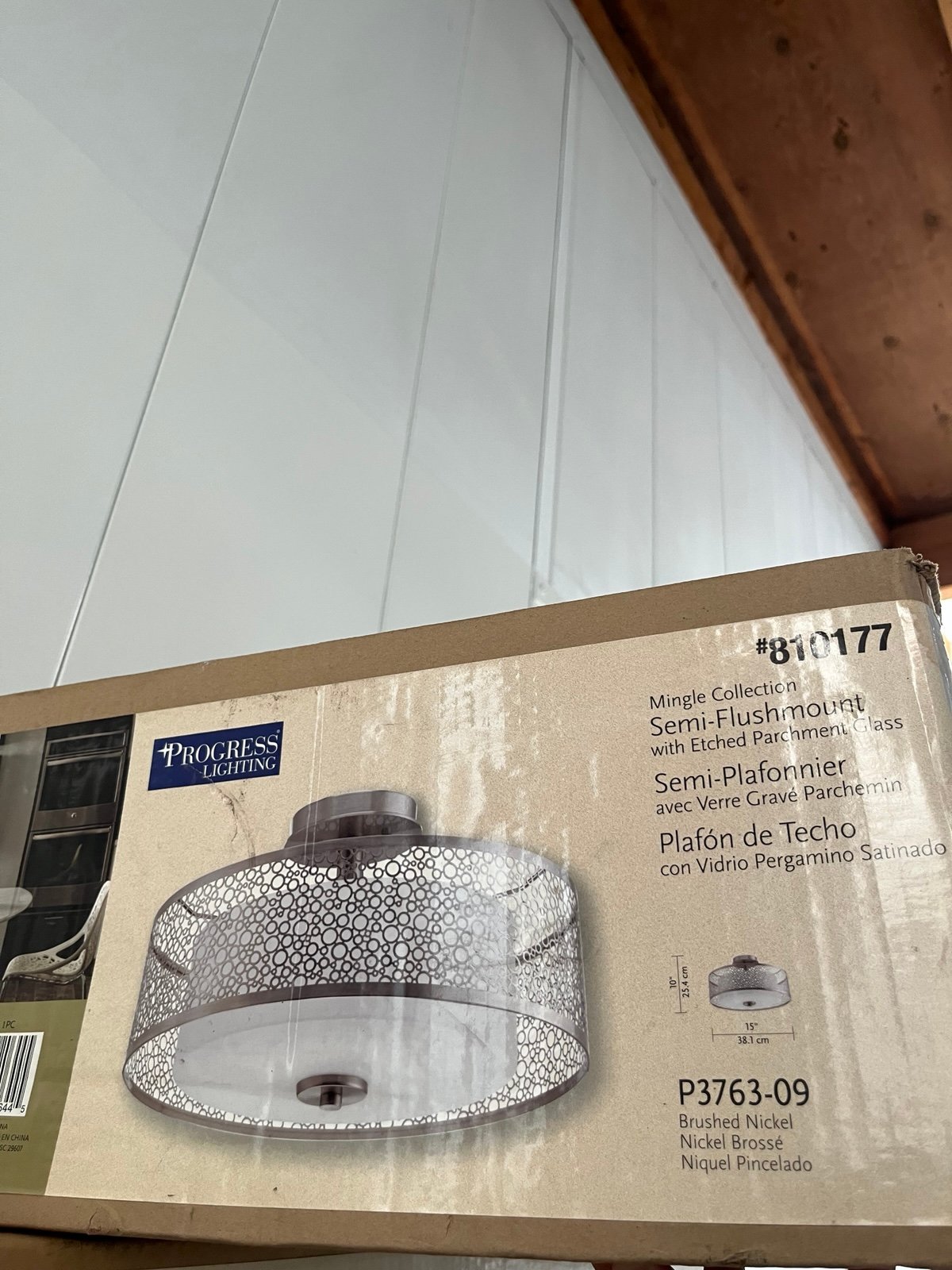 Mingle Collection Semi-Flushmount w/ Etched Parchment Glass