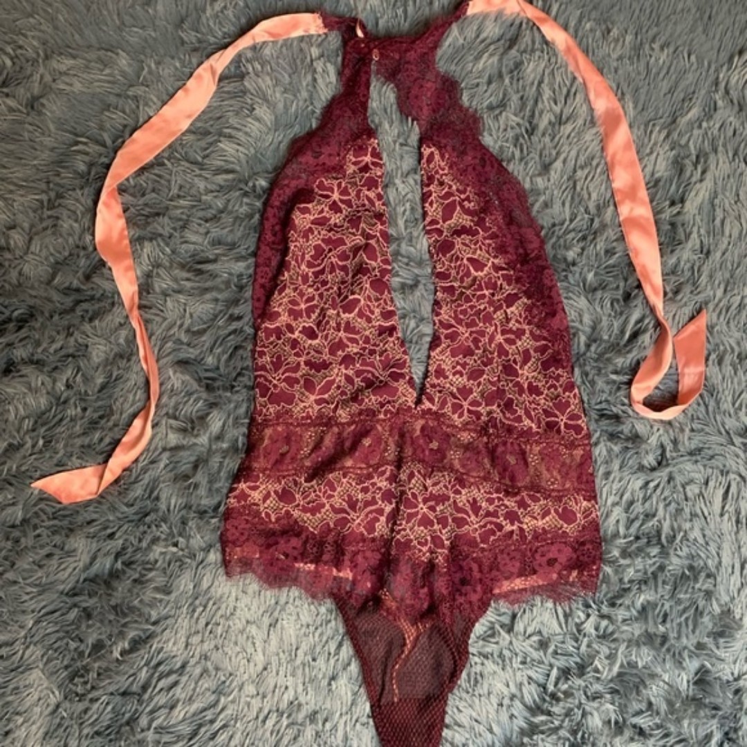 Victoria’s Secret Burgundy Lace Bodysuit Size M