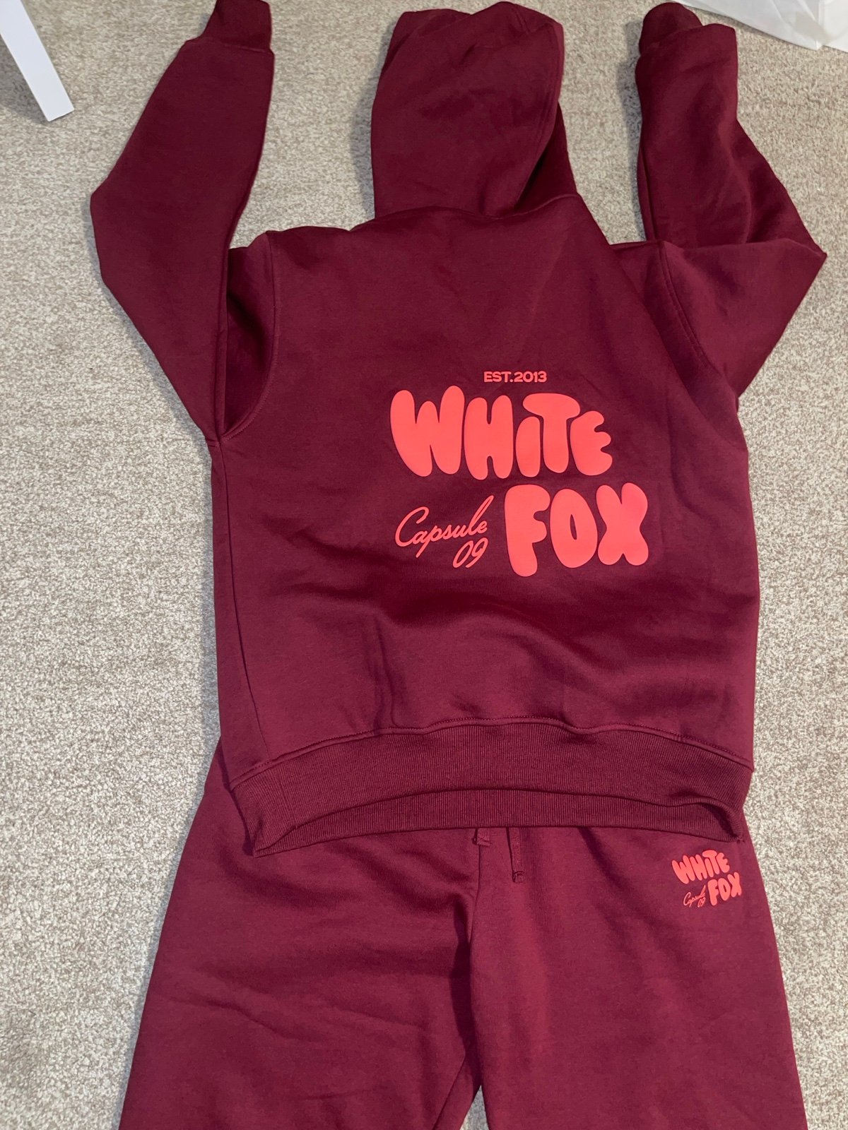 White fox burgundy set
