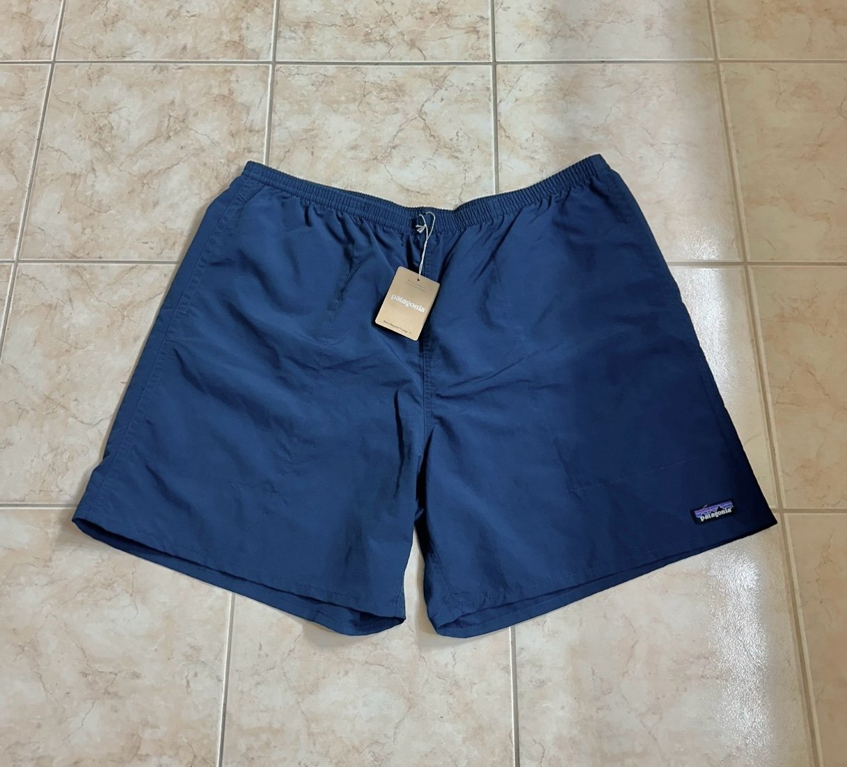 Patagonia Mens XXL Baggies Shorts Longs 5 Inseam Tidepool Blue Stretch Swim NWT