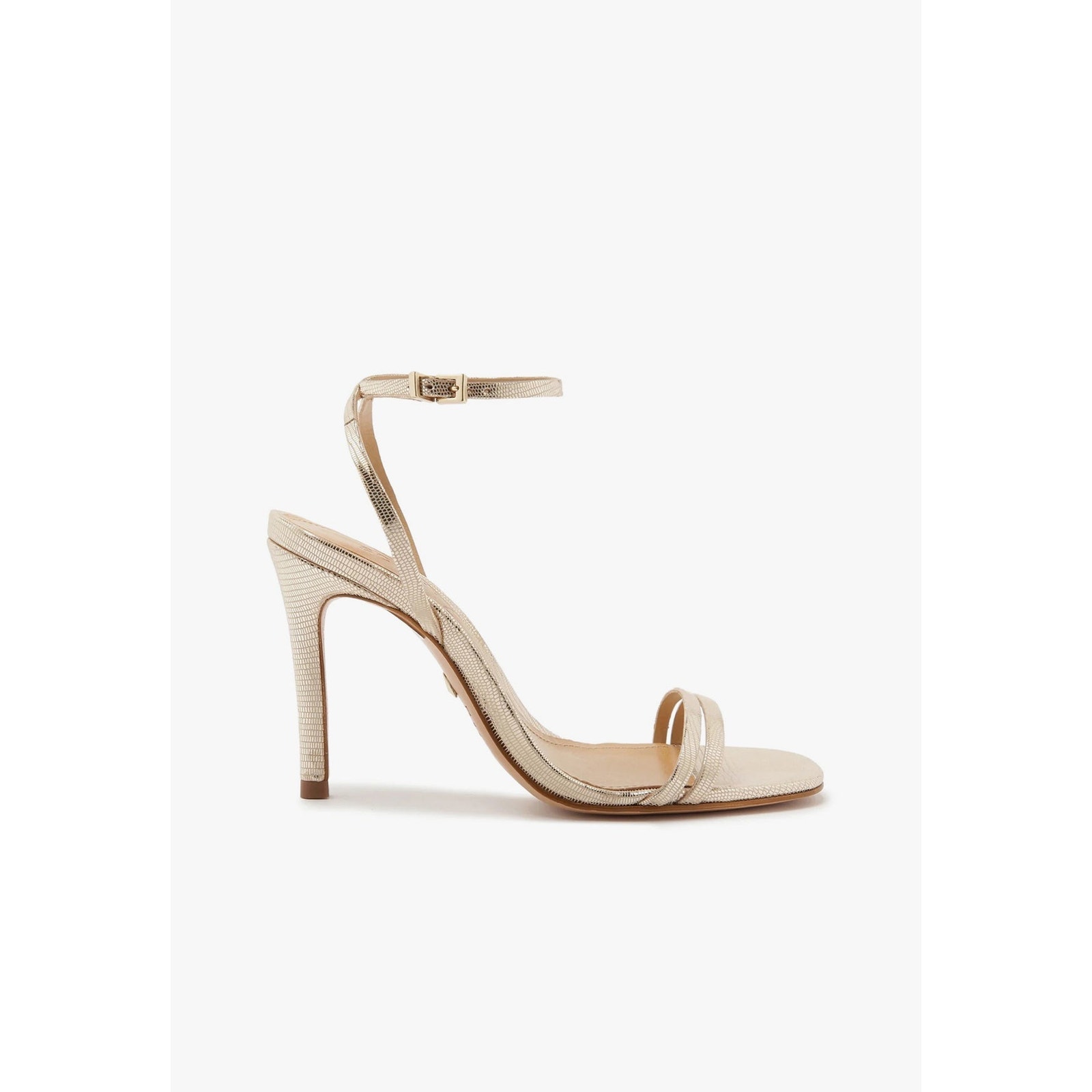 Schutz Altina Platina Gold Strappy Sandal Heels Sz 8