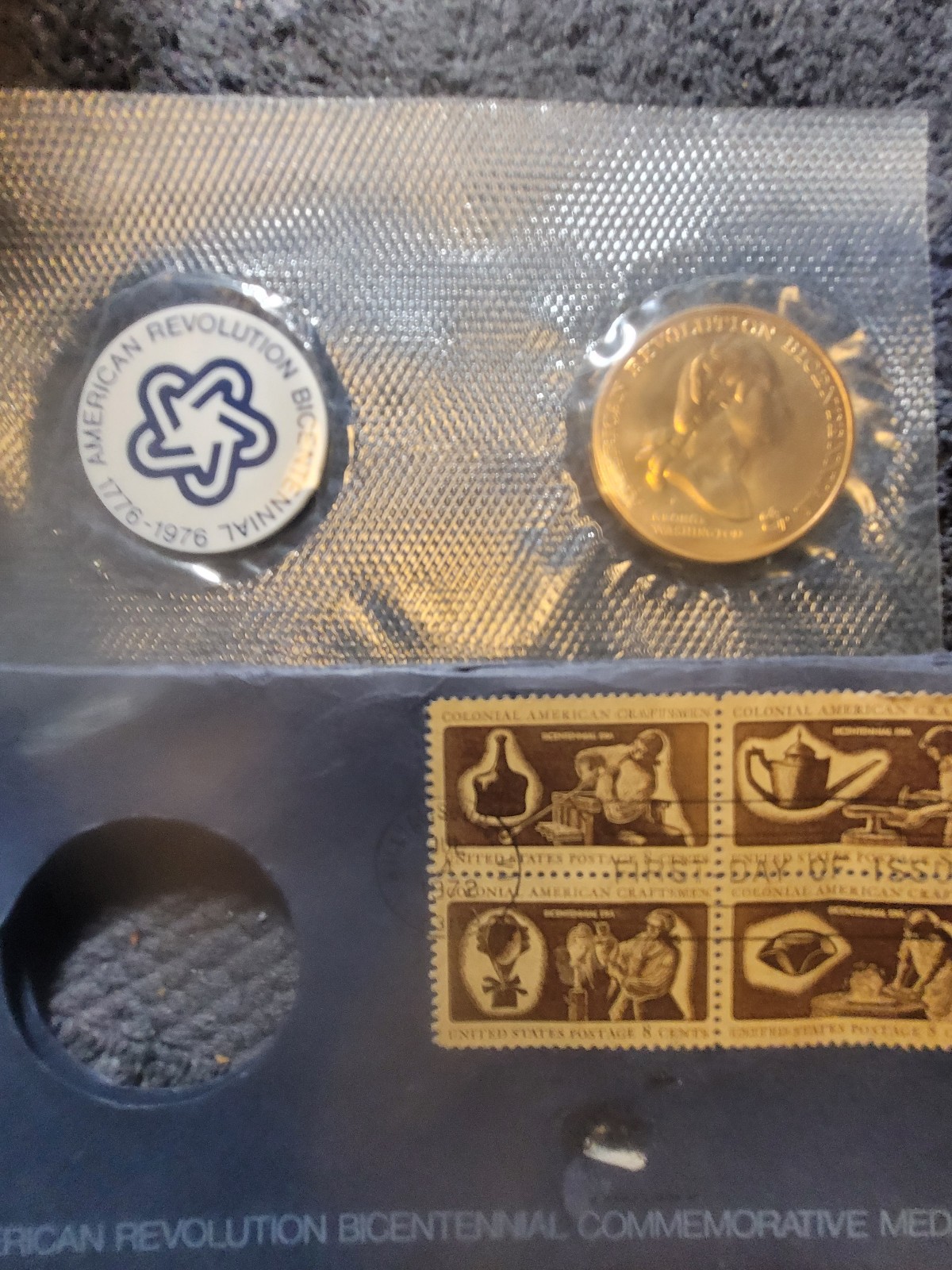Revolution 1976 set coin, stamp, an mint tag