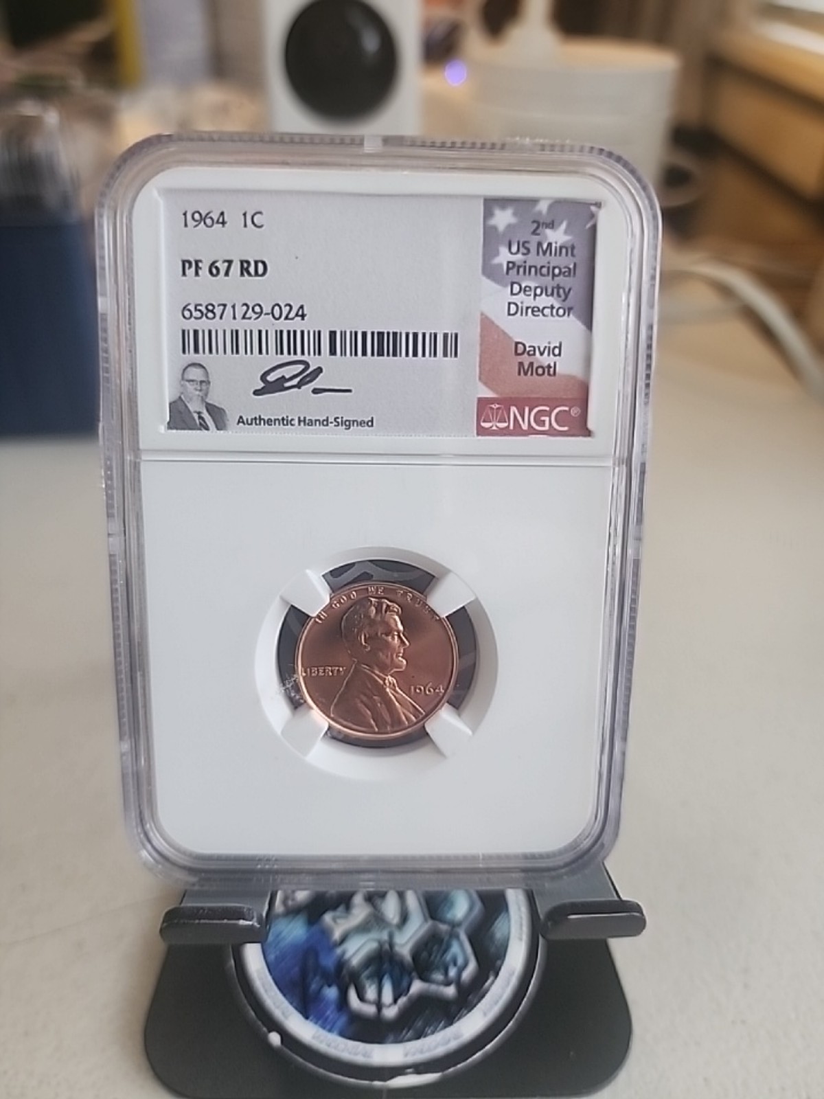 1964 1C PROOF 67 Red, Hand Signed BY DAVID MOTL