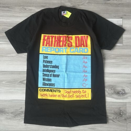 Vintage 90s FOTL Single Stitch Fathers Day Report Card Graphic T Shirt Mens Sz