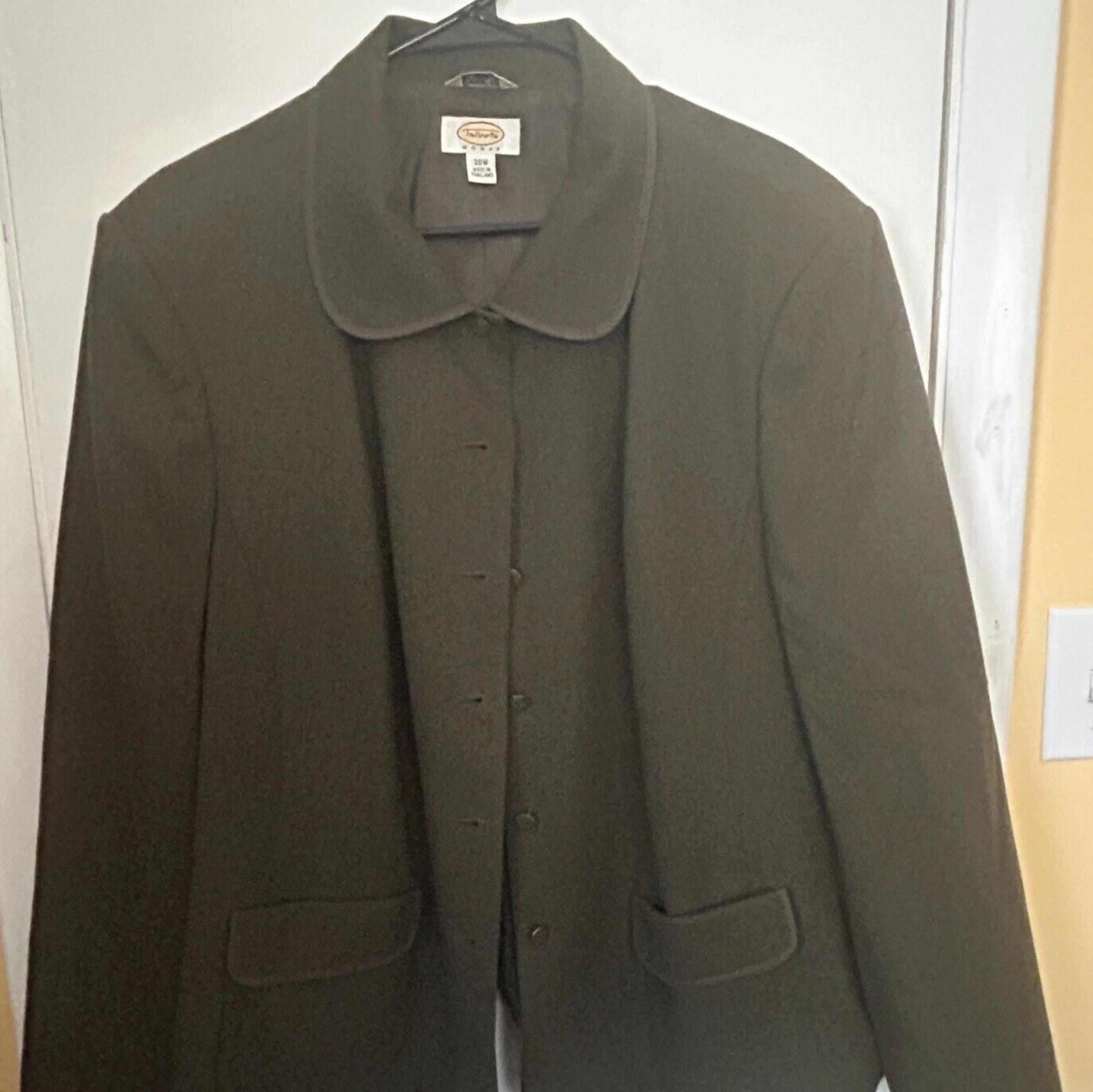 Vintage Talbot's Womens Size 20W Olive Green Wool Pant Suit-NICE!!