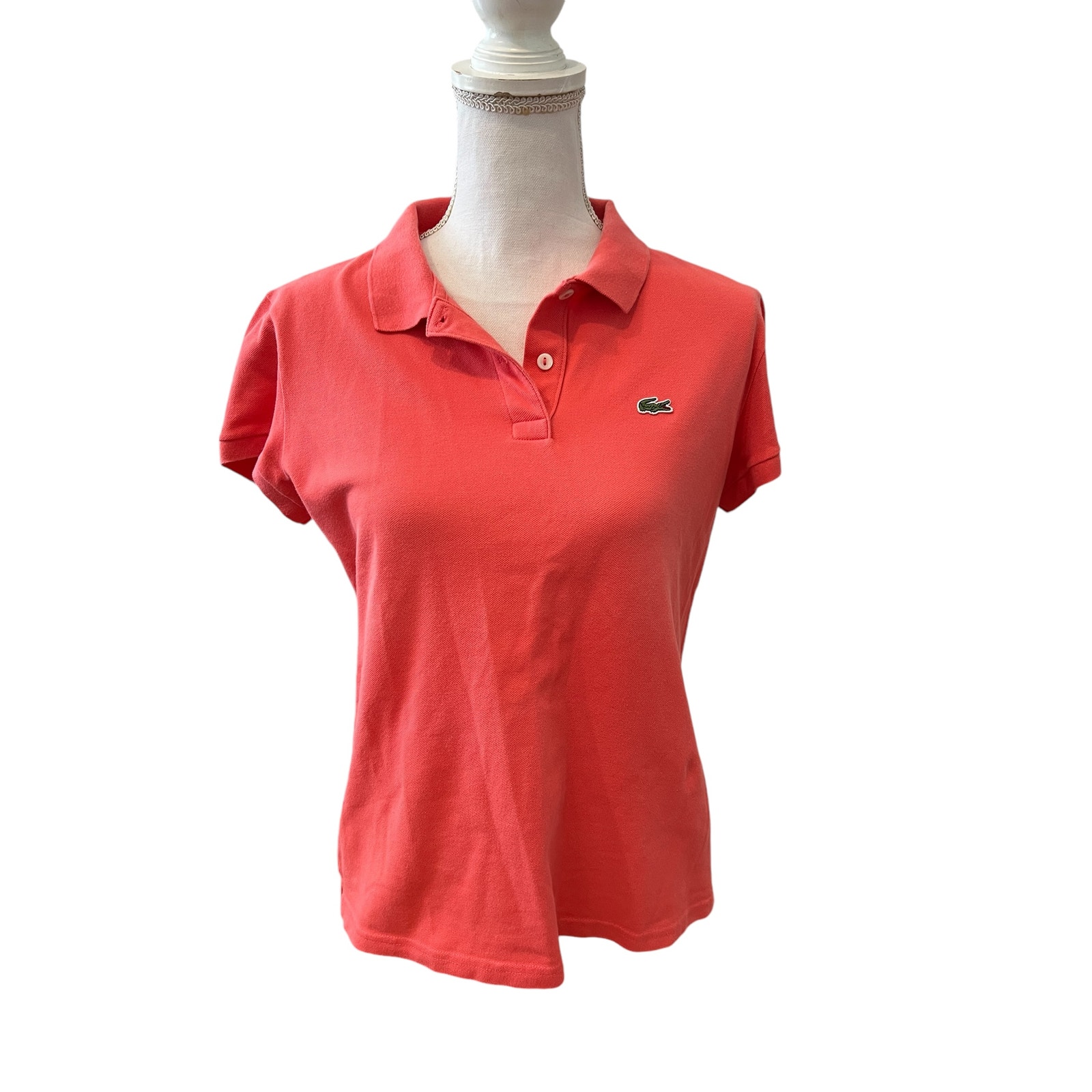 Lacoste Cap Sleeve Polo Shirt Melon 44 L