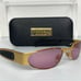 Vintage 90s Vecceli Italy Pink Lens Wrap Around Style Gold Women Sunglasses