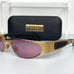 Vintage 90s Vecceli Italy Pink Lens Wrap Around Style Gold Women Sunglasses