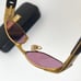 Vintage 90s Vecceli Italy Pink Lens Wrap Around Style Gold Women Sunglasses