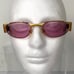 Vintage 90s Vecceli Italy Pink Lens Wrap Around Style Gold Women Sunglasses