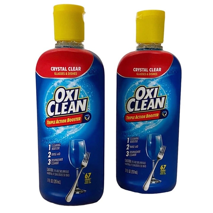 Oxi Clean Triple Action Dishwasher Booster Crystal Clear Glasses & Dishes (2)