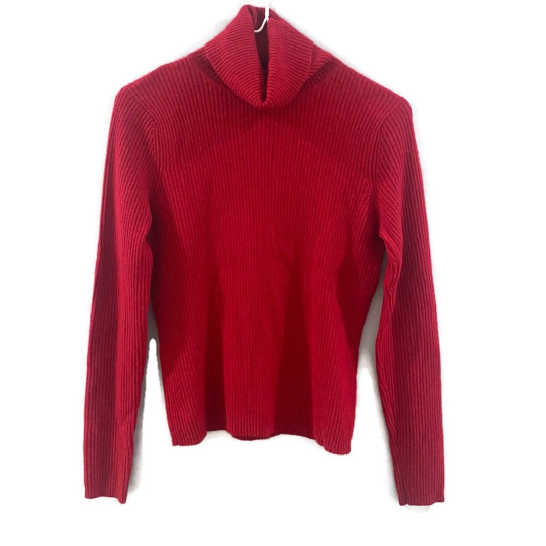 Daniel Bishop Cashmere Ribbed Turtleneck Sweater - Red S