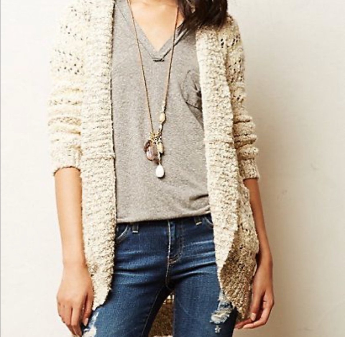 Anthropologie cable sweater with sequins