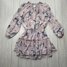 MISA WOMEN'S LORENA LAVENDER PURPLE FLORAL PRINT RUFFLE MINI DRESS SIZE XS