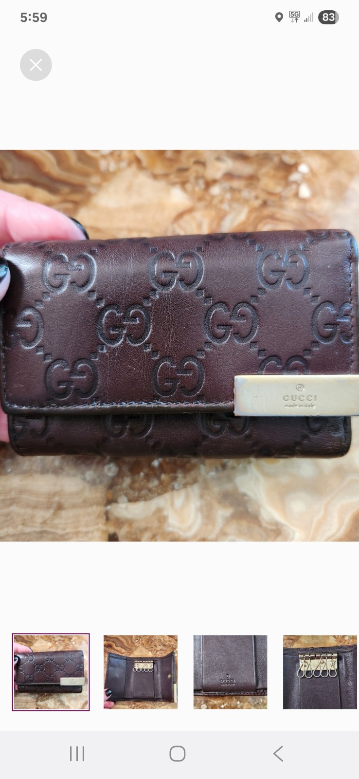 Gucci Dark Brown Leather Wallet/Key Holder
