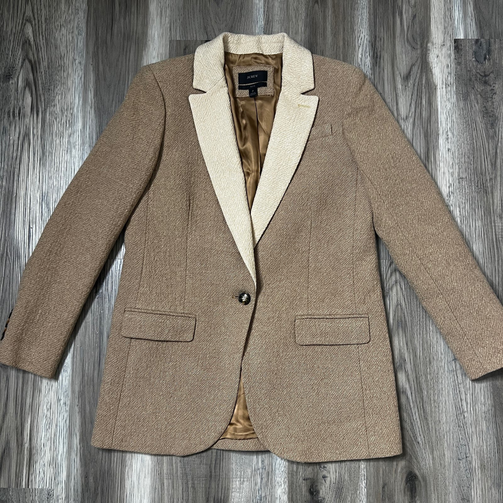J. Crew Alfie blazer with contrast collar in Italian cotton-wool size 2