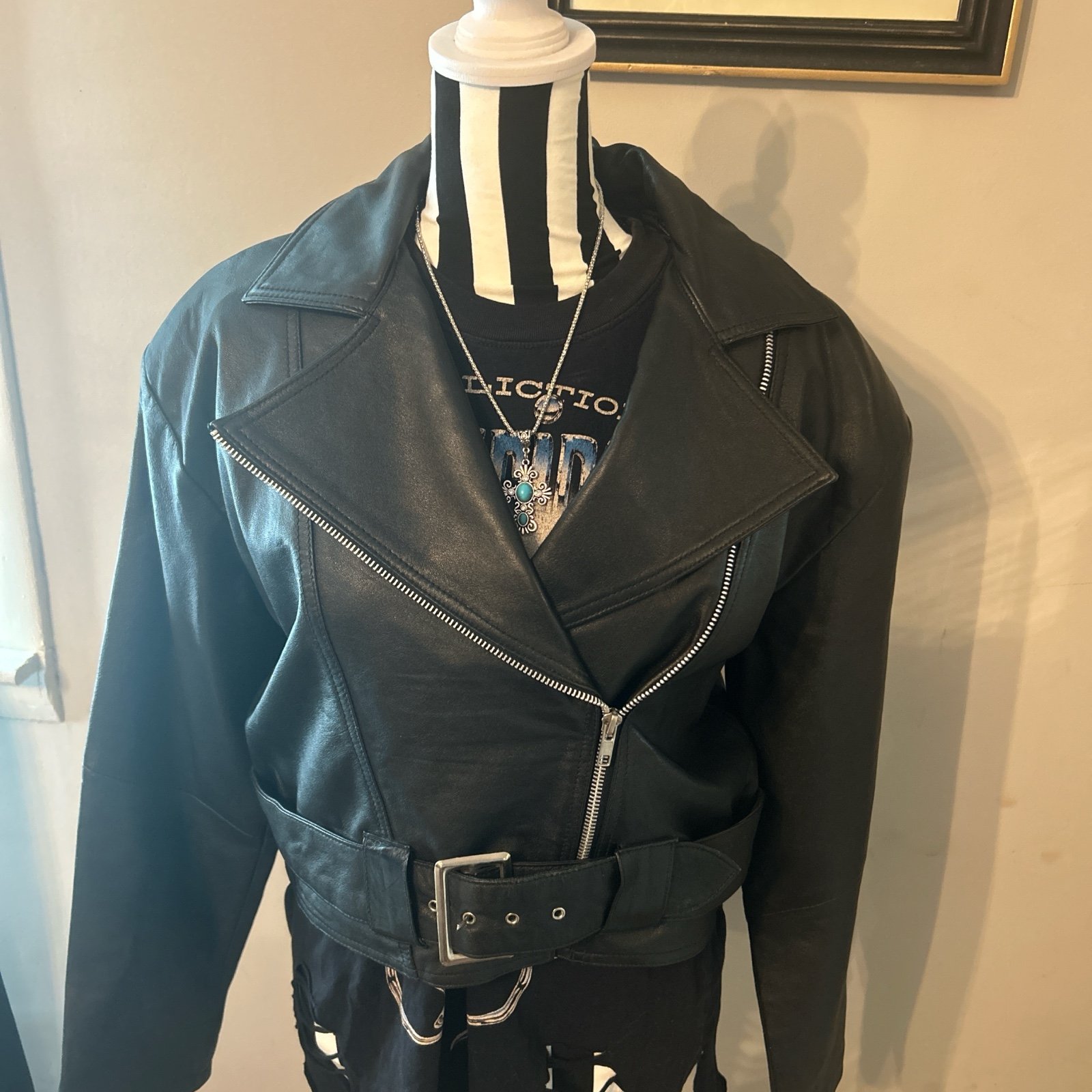 Vintage Easyriders Leather Jacket & Affliction x EasyRiders Shirt small
