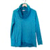 Athleta Turquoise Teal Space Dye Cowl Neck Fleece Lined Long Sleeve Sz M
