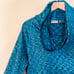 Athleta Turquoise Teal Space Dye Cowl Neck Fleece Lined Long Sleeve Sz M