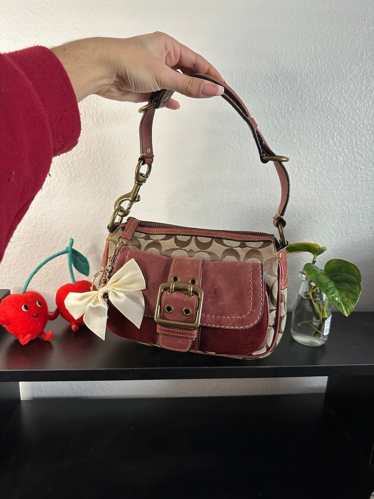 Coach Legacy Vintage Special Fall Edition 2004 Leather & Suede Burgundy/Khaki