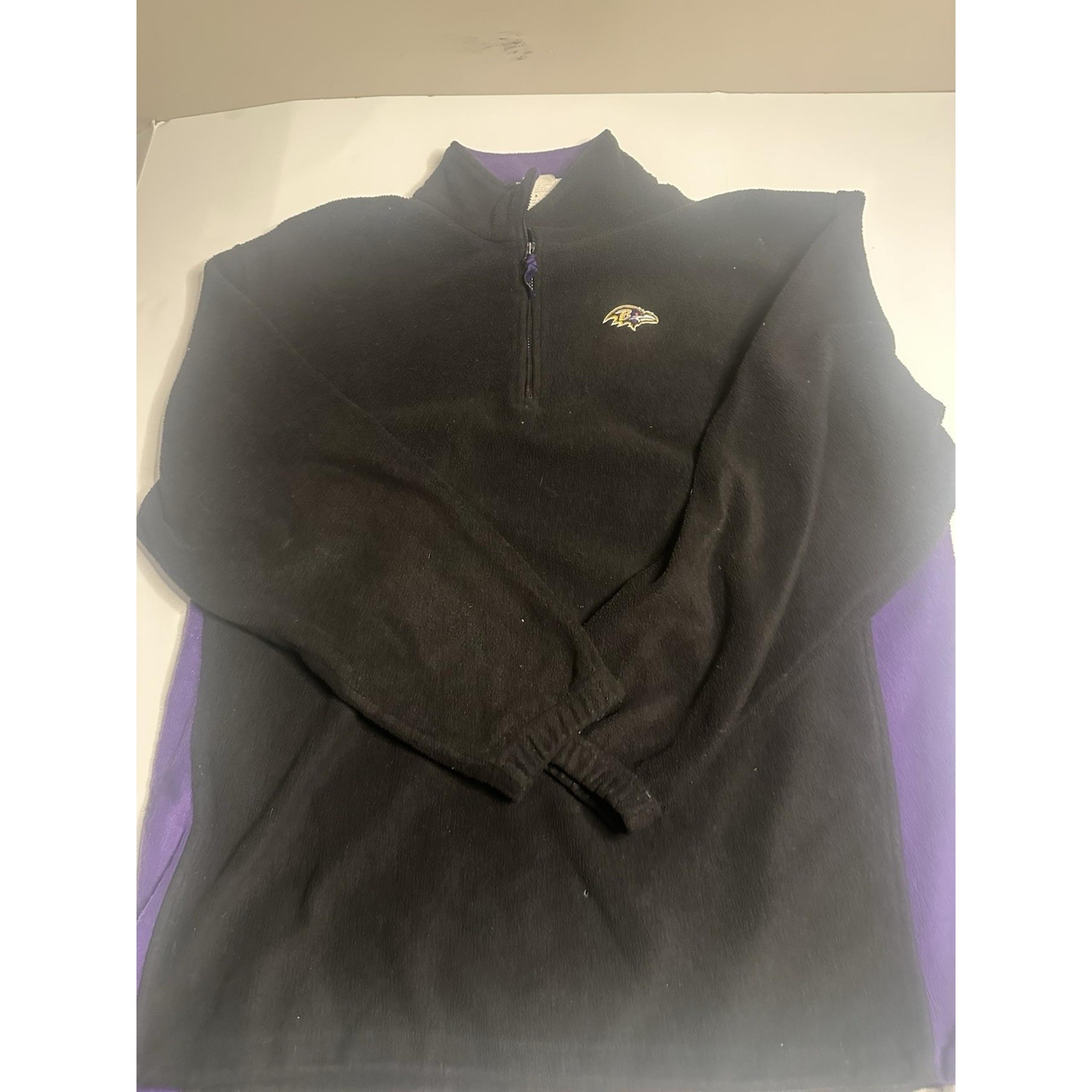 NFL Baltimore Ravens Football Jacket Men's XL Black Logo Long Sleeve Quarter Zip