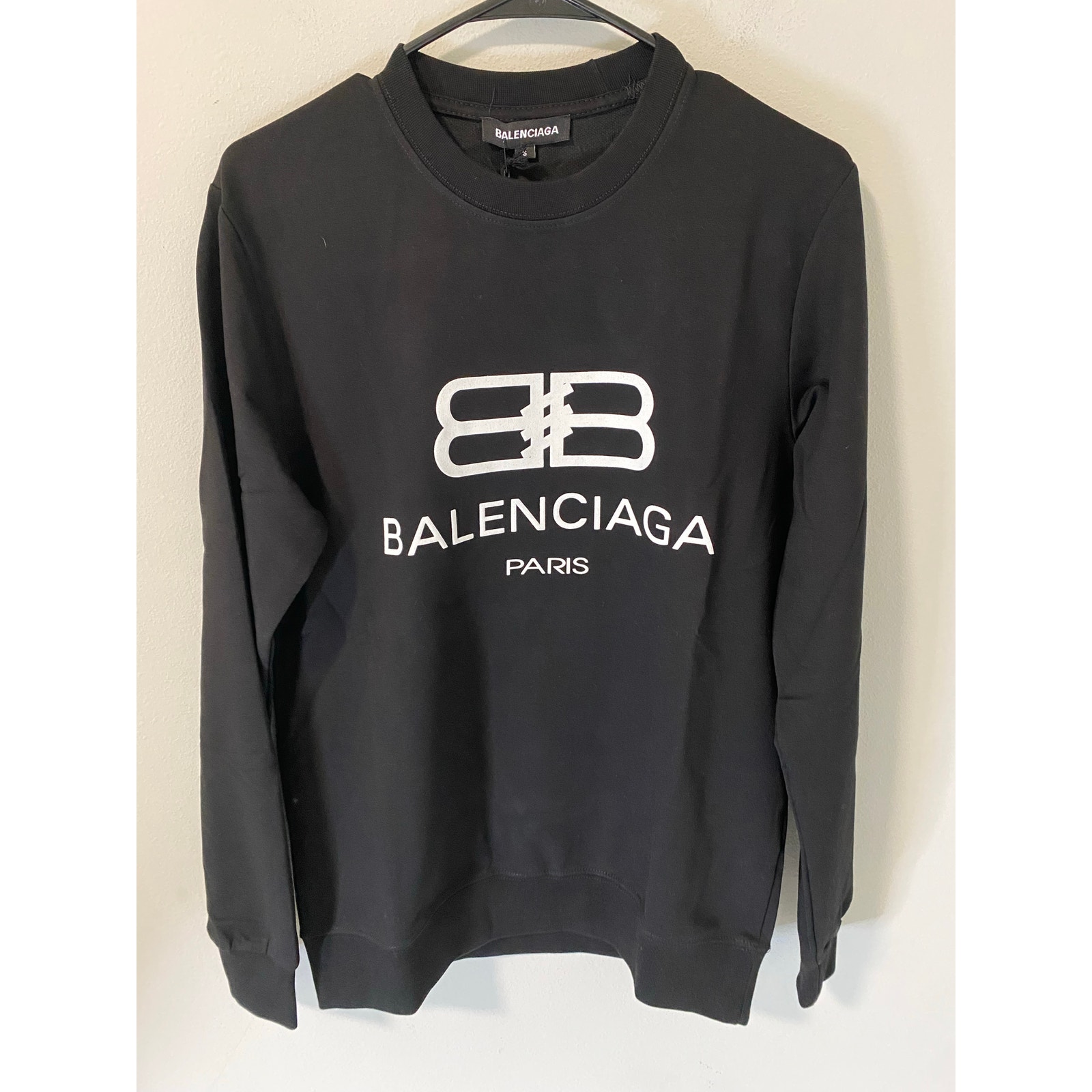 New Balenciaga Unisex Logo Print Long Sleeve Sweater Size Medium