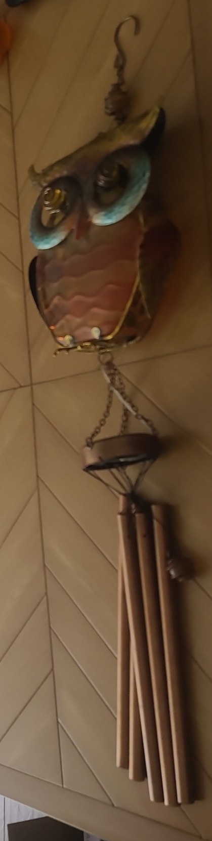 Large Rustic Owl Solar Wind Chime – Outdoor Garden Décor