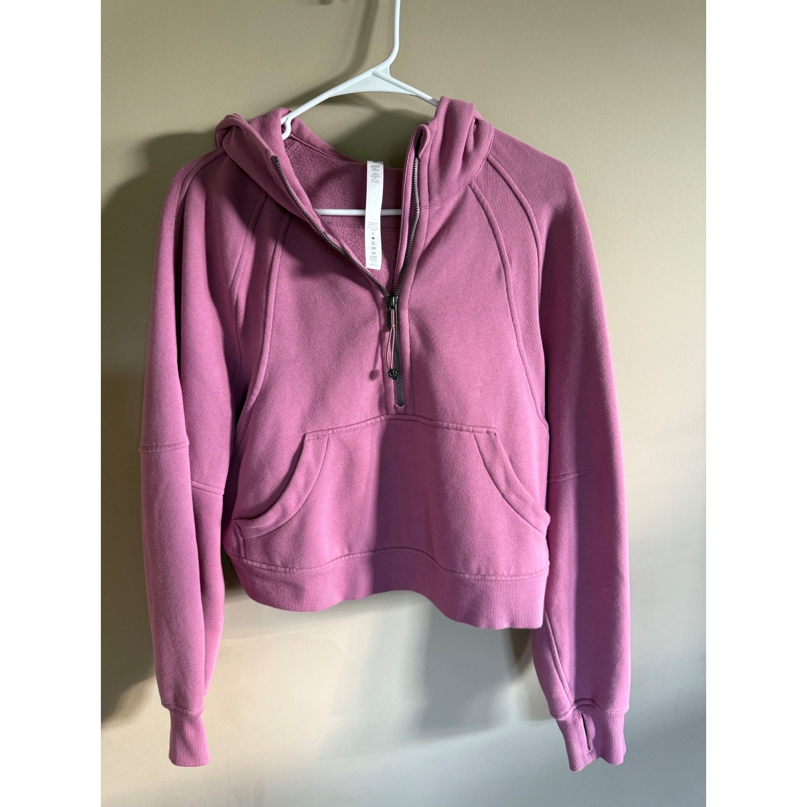 Lululemon Scuba Oversized Cropped Hoodie XS/S Half Zip Pullover Pink