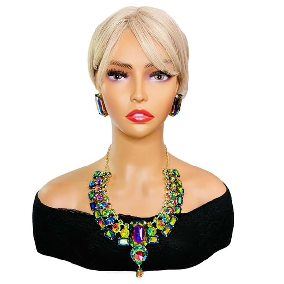 Royal Radiance Iridescent Statement Necklace & Earring Set