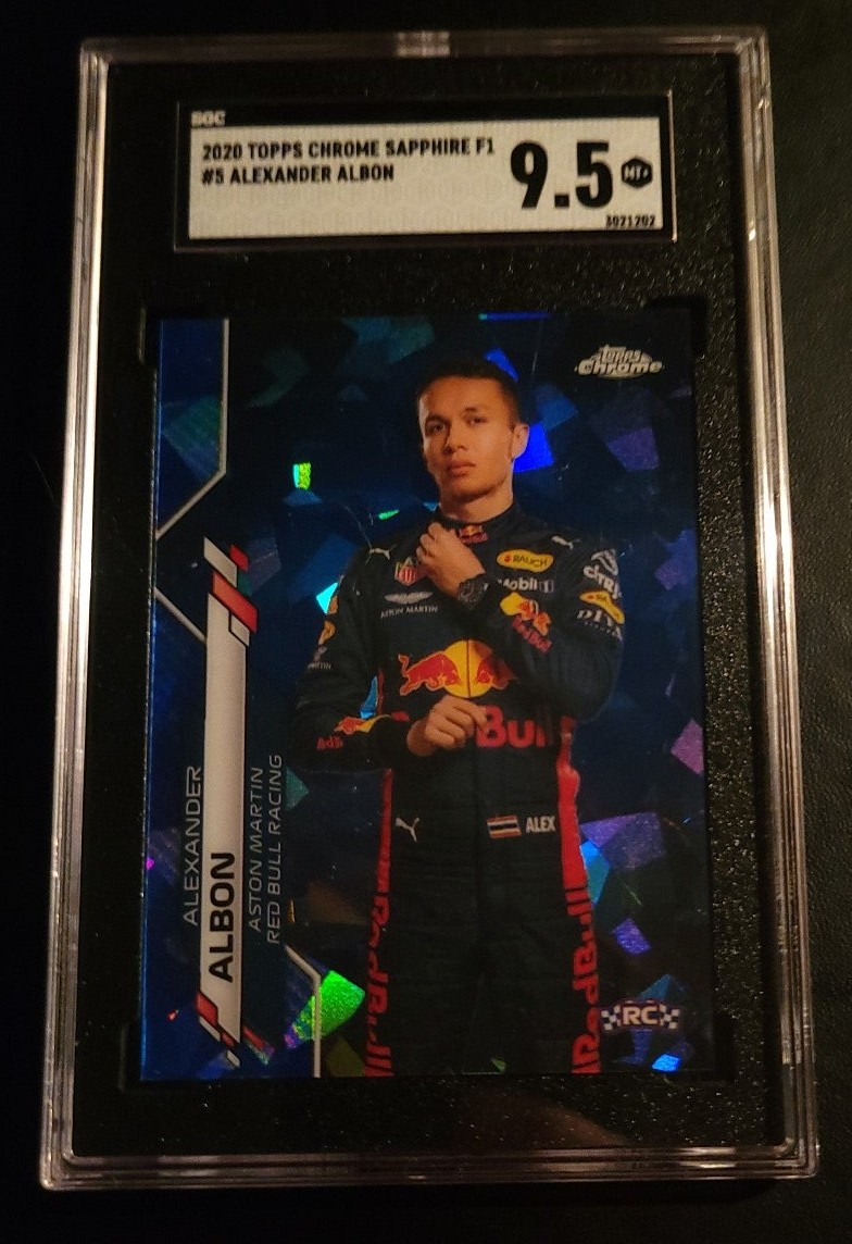2020 Alex Albon F1 Topps Chrome Blue Sapphire Rare Racing Card SGC 9.5
