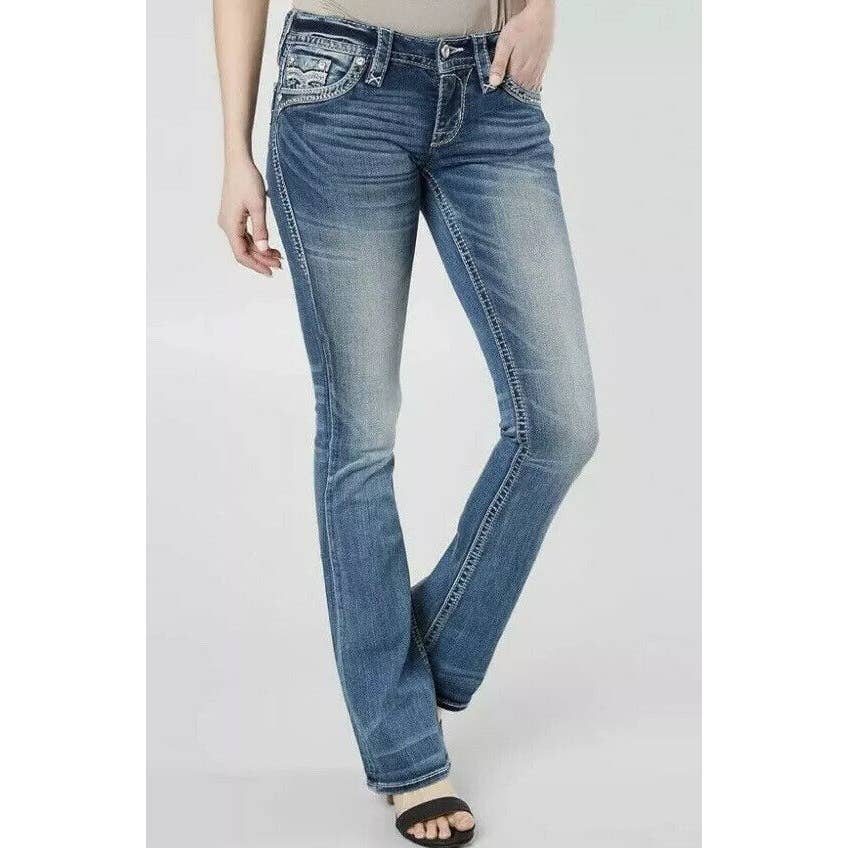 Rock Revival Medium Blue Greer Flare Bootcut Jeans Women's Size 31 NWT