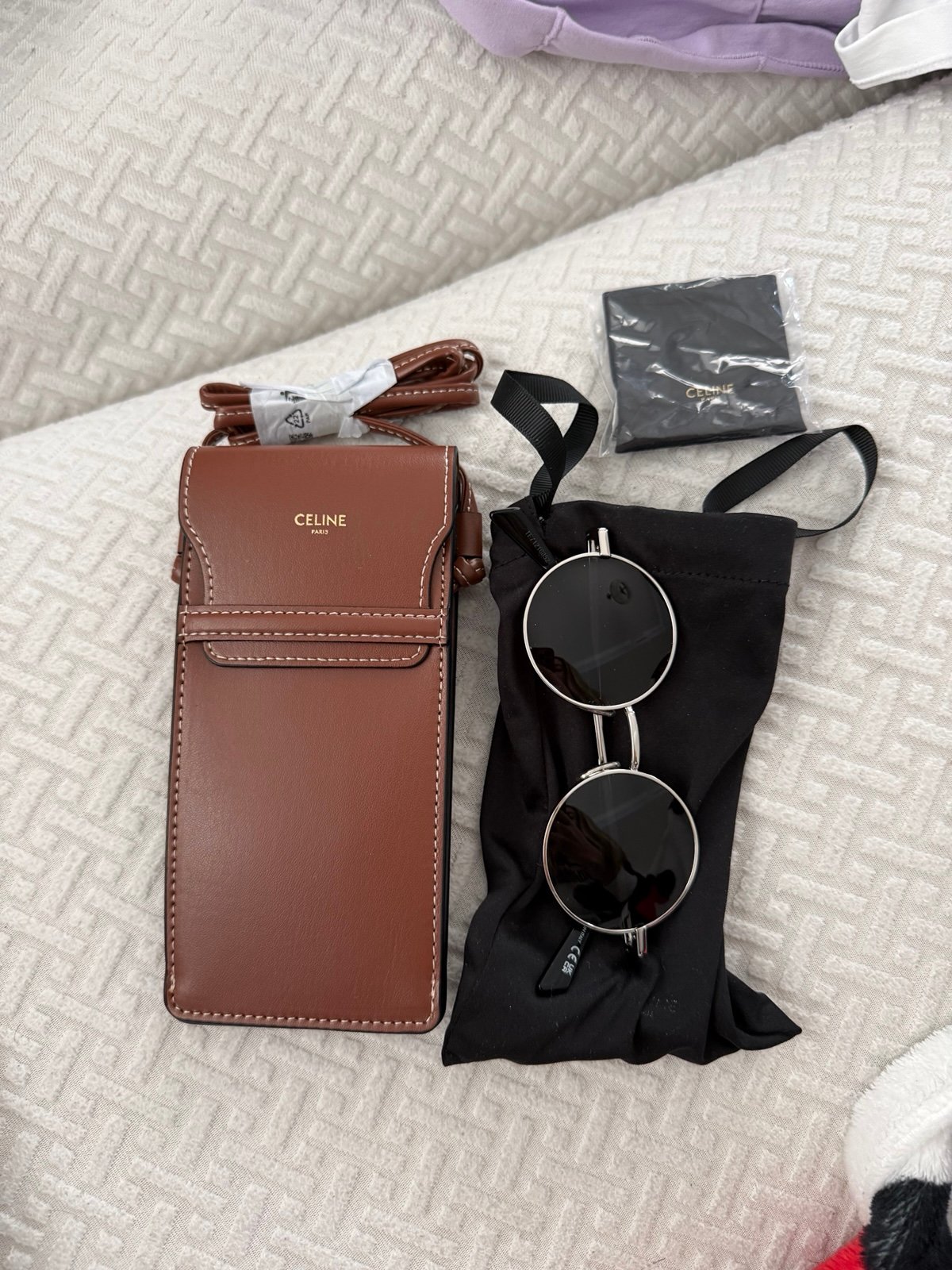 celine crossbody pouch with sunglasses