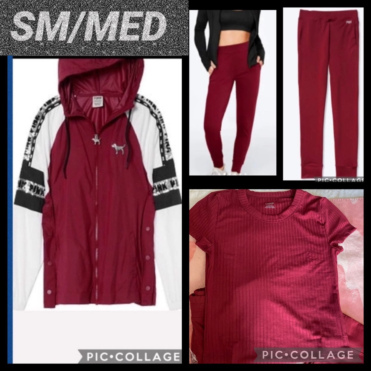 Vs pink bling anorak skinny jogger tee