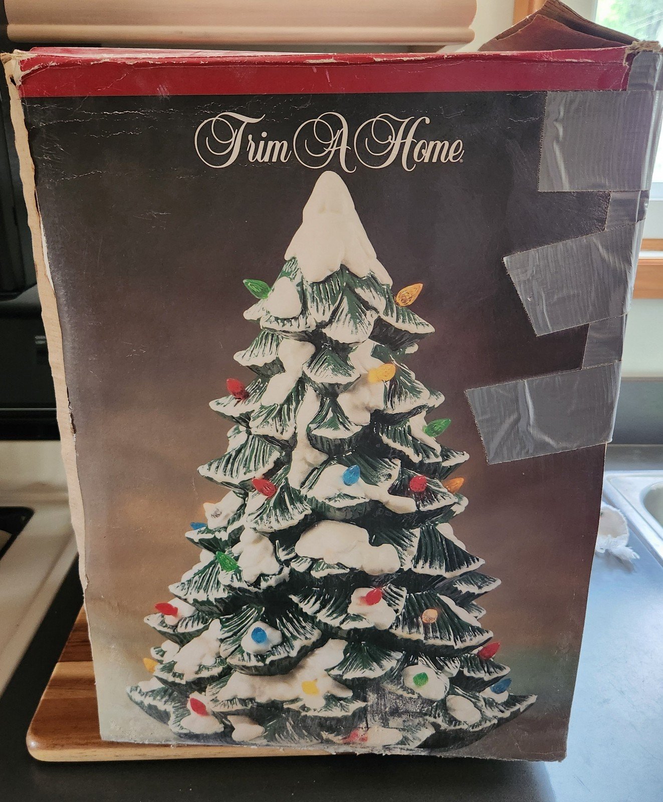 Vintage Trim A Home 16" 42 Bulbs Porcelain Lighted Christmas Tree W/Box Ceramic