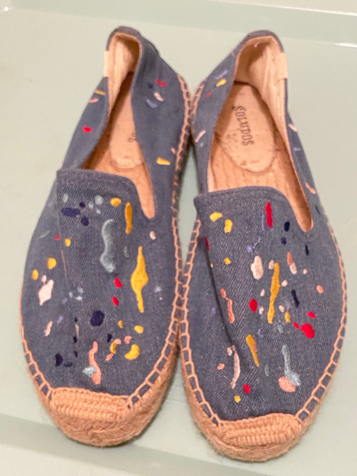 Soludos Anthropologie Boho Embroidered Paint Splatter Espadrilles 9