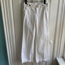 Club Monaco Ivory Flare Leg Cuffed Trouser Pants