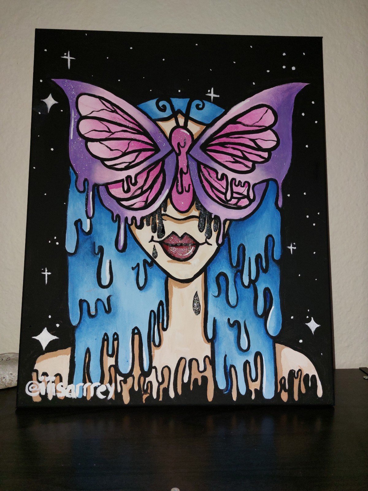 Original acrylic painting 16x20 butterfly Drip art
