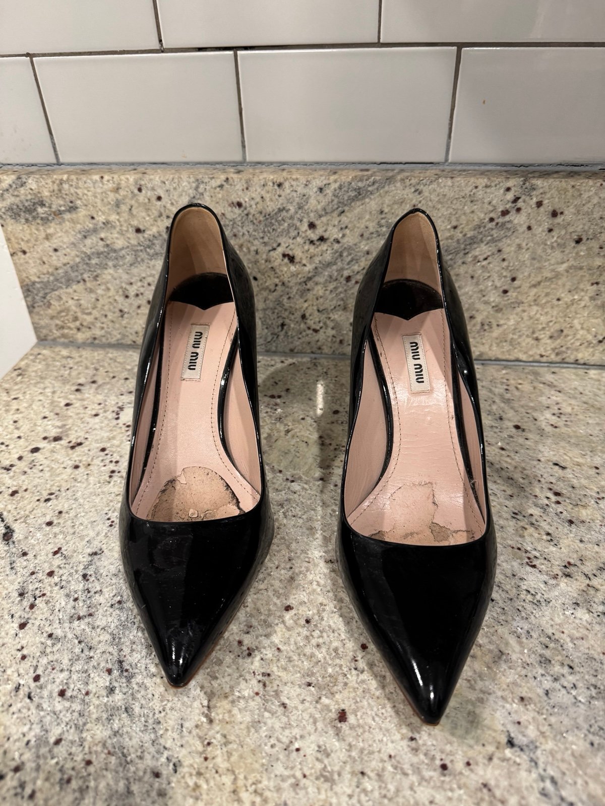 Miu Miu Calzature Donna Black Glitter Pointed Pumps size 41